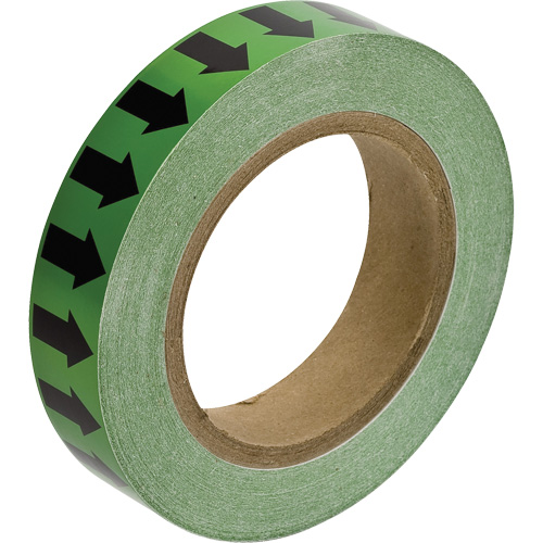 Brady 91412 Ruban marqueur avec fl&egrave;ches de direction pour tuyaux, 90', Noir sur vert