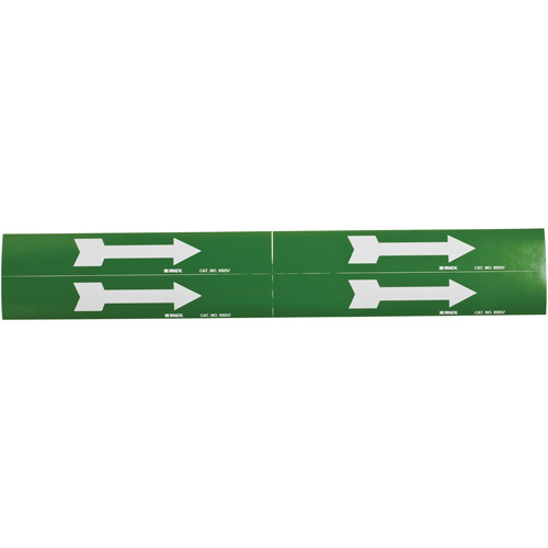 Brady 93257 Arrow Pipe Markers, Self-Adhesive, 1-1/8" H x 7" W, White on Green