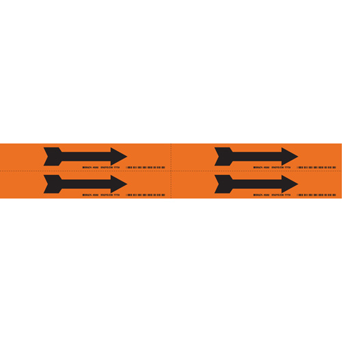 Brady 93262 Arrow Pipe Markers, Self-Adhesive, 1-1/8" H x 7" W, Black on Orange