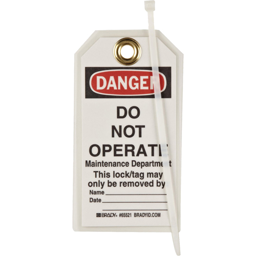 Brady 65521 Lockout Tags, Plastic, 3" W x 5-1/2" H, English