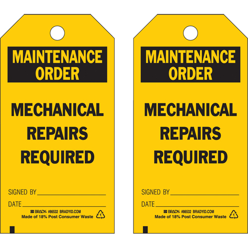 Brady 86532 Safety Tags, Plastic, 3" W x 5-3/4" H, English