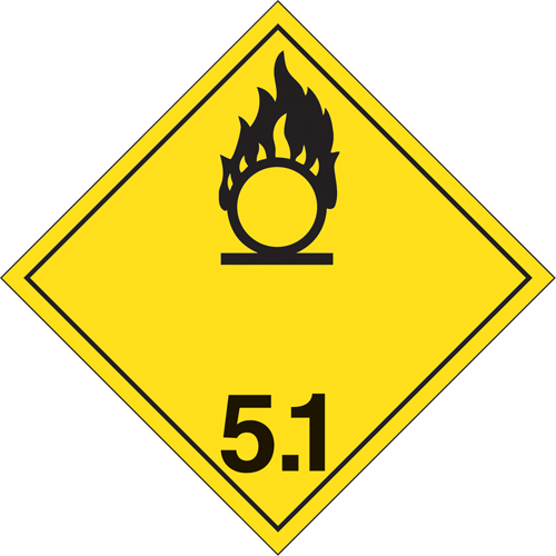 Incom Top Tape & Label TT510PS Oxidizer TDG Placard, Adhesive Vinyl