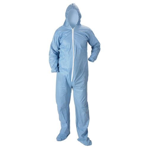 Lakeland 7414B-SM Pyrolon&reg; Plus 2 FR Hooded Coveralls With Boots, Small, Blue, FR Treated Fabric