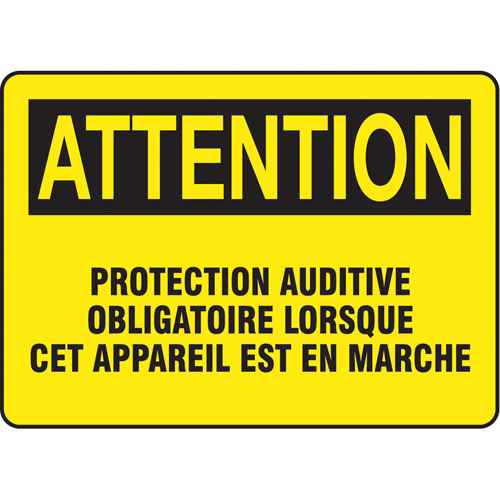 Accuform Signs FRMPPE431VS "Protection auditive" Sign, 7" x 10", Vinyl, French