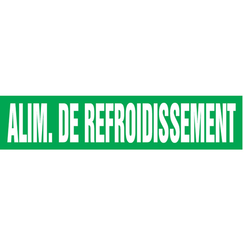 Accuform NMC CRPK216SSD Marqueurs de tuyau "Alim. de Refroidissement", Autocollant, 2-1/2" h x 12" la, Blanc/vert