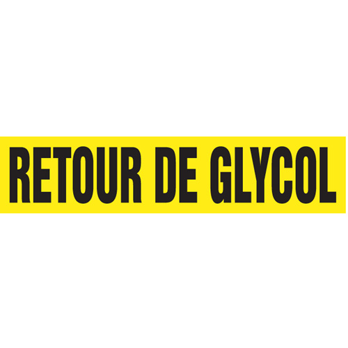 Accuform NMC CRPK365SSD "Retour de Glycol" Pipe Markers, Self-Adhesive, 2-1/2" H x 12" W, Black on Yellow