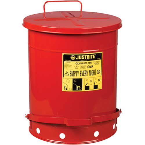 Justrite 09500 Contenants pour d&eacute;chets huileux, Homologu&eacute; FM/List&eacute; UL, 14 gal. US, Rouge