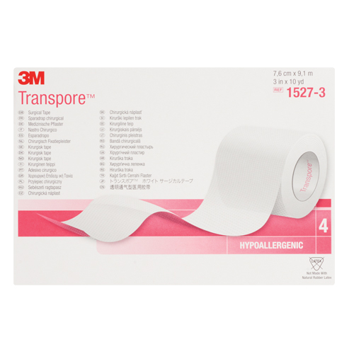 3M 3M1527-3 Ruban chirurgical Transpore de 3M, Classe 1, 30' lo x 3" la