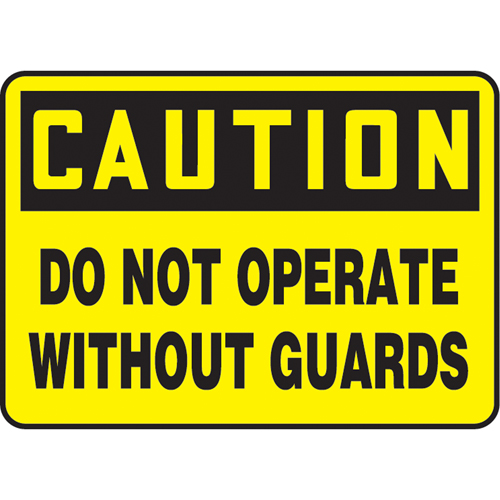 Accuform NMC MEQC720VA Enseigne  Do Not Operate Without Guards , 7" x 10", Aluminium, Anglais