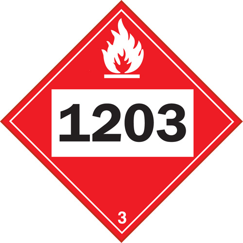 Brady 09082R1203 1203 Gasohol & Gasoline Flammable Liquid TDG Placard, Adhesive Vinyl