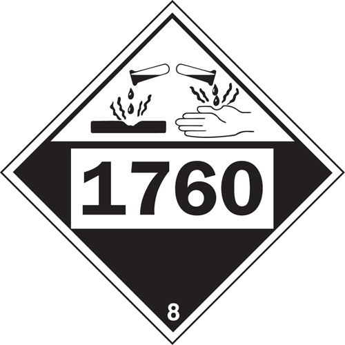 Brady 09104R1760 1760 Aluminum Phosphate Corrosive Materials TDG Placard, Plastic
