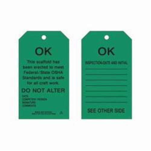 Brady 86627 Scaffold Safety Tags, Polyester, 4" W x 7" H, English