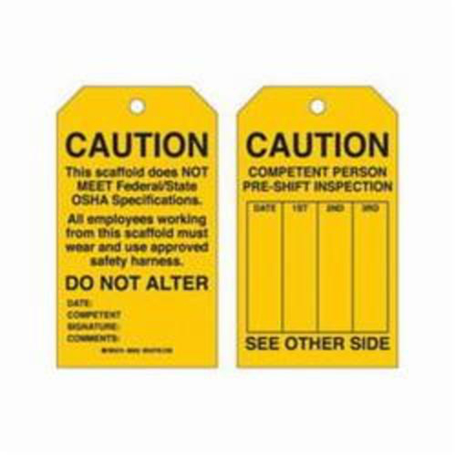 Brady 86629 Scaffold Safety Tags, Polyester, 4" W x 7" H, English