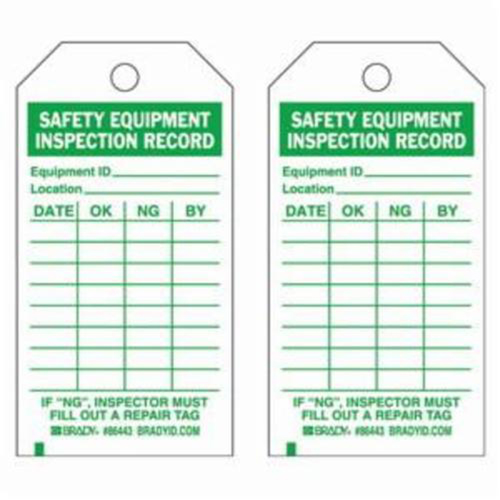 Brady 86443 &eacute;tiquettes de rapport d'inspection de s&eacute;curit&eacute;, Polyester, 3" la x 5-3/4" h, Anglais