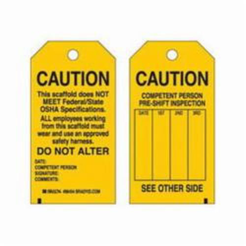 Brady 86454 &eacute;tiquettes de s&eacute;curit&eacute; pour les &eacute;chafaudages, Polyester, 3" la x 5-3/4" h, Anglais