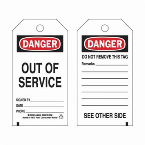 Brady 86459 Self-Laminating Safety Tags, Polyester, 3" W x 5-3/4" H, English