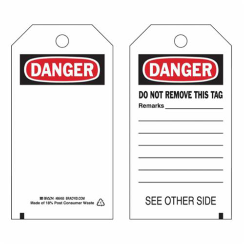 Brady 86455 Self-Laminating Safety Tags, Polyester, 3" W x 5-3/4" H, English