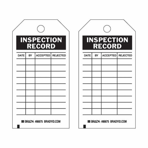 Brady 86675 &eacute;tiquettes de rapport d'inspection, Papier, 3" la x 5-3/4" h, Anglais