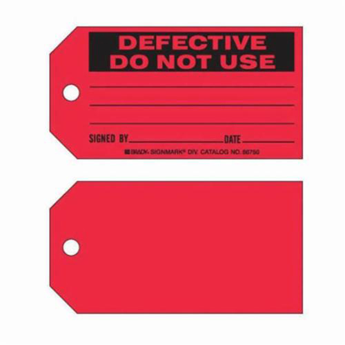 Brady 86750 "Defective Do Not Use" Tags, Paper, 5-3/4" W x 3" H, English