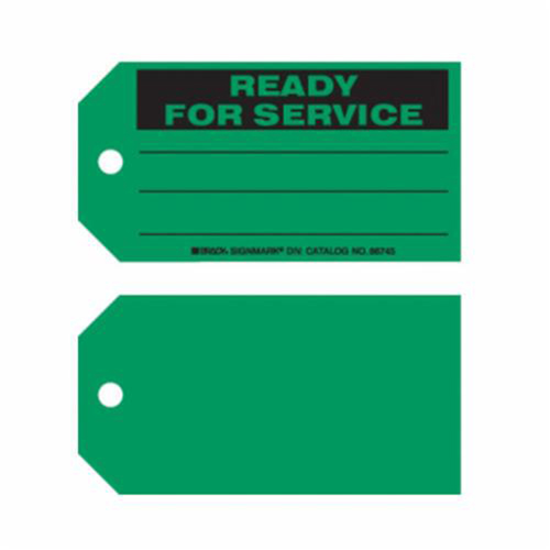 Brady 86745 "Ready For Service" Tags, Paper, 5-3/4" W x 3" H, English