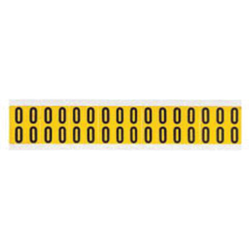 Brady 1520-0 Individual Number and Letter Labels, 0, 5/8" H, Black on Yellow