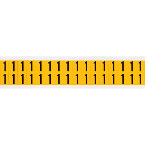 Brady 1520-1 Individual Number and Letter Labels, 1, 5/8" H, Black on Yellow