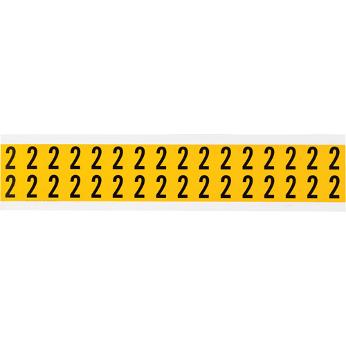 Brady 1520-2 Individual Number and Letter Labels, 2, 5/8" H, Black on Yellow