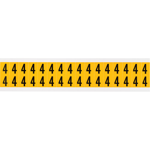 Brady 1520-4 Individual Number and Letter Labels, 4, 5/8" H, Black on Yellow