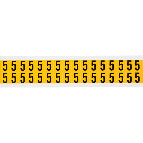 Brady 1520-5 Individual Number and Letter Labels, 5, 5/8" H, Black on Yellow