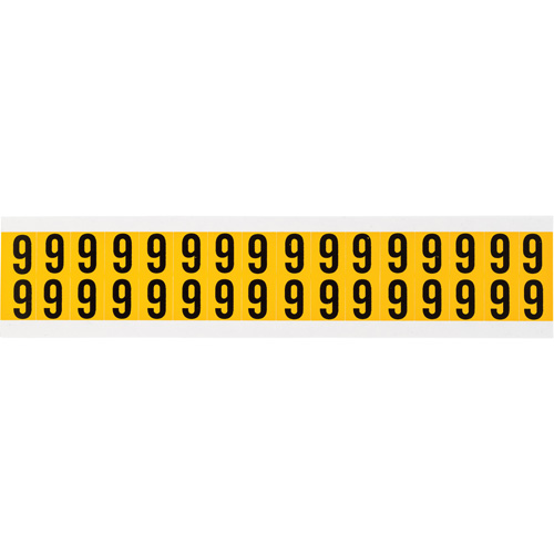 Brady 1520-6 Individual Number and Letter Labels, 6, 5/8" H, Black on Yellow