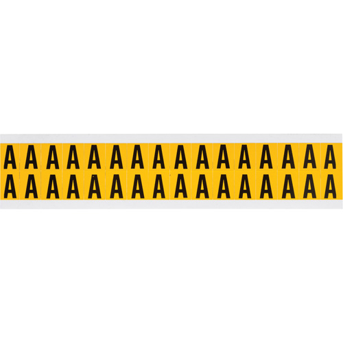 Brady 1520-A Individual Number and Letter Labels, A, 5/8" H, Black on Yellow