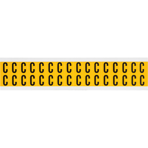 Brady 1520-C &eacute;tiquettes de lettres et chiffres individuels, C, 5/8" h, Noir sur jaune