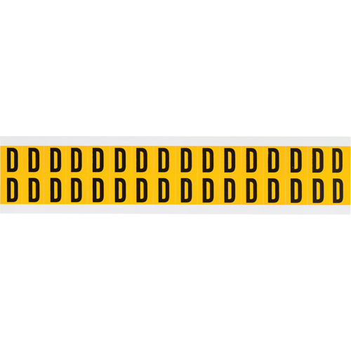 Brady 1520-D Individual Number and Letter Labels, D, 5/8" H, Black on Yellow