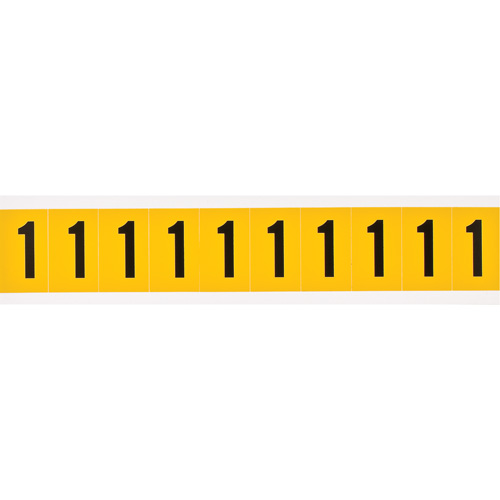 Brady 1530-1 Individual Number and Letter Labels, 1, 1" H, Black on Yellow
