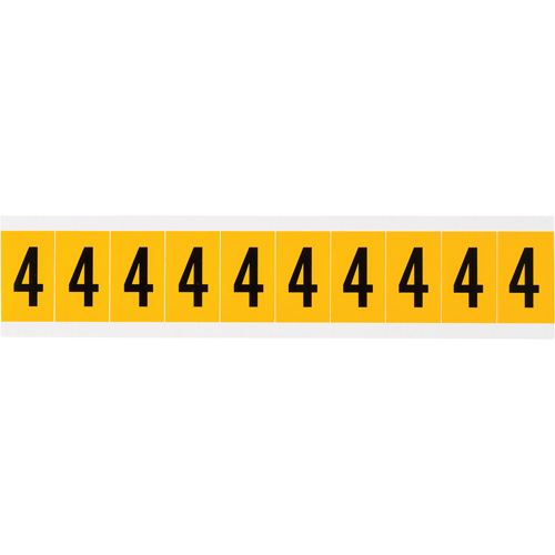 Brady 1530-4 Individual Number and Letter Labels, 4, 1" H, Black on Yellow