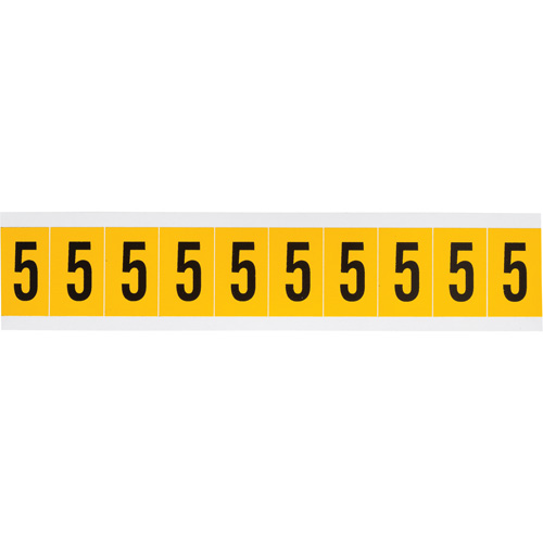 Brady 1530-5 Individual Number and Letter Labels, 5, 1" H, Black on Yellow