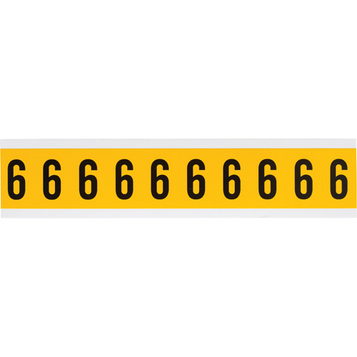 Brady 1530-6 &eacute;tiquettes de lettres et chiffres individuels, 6, 1" h, Noir sur jaune