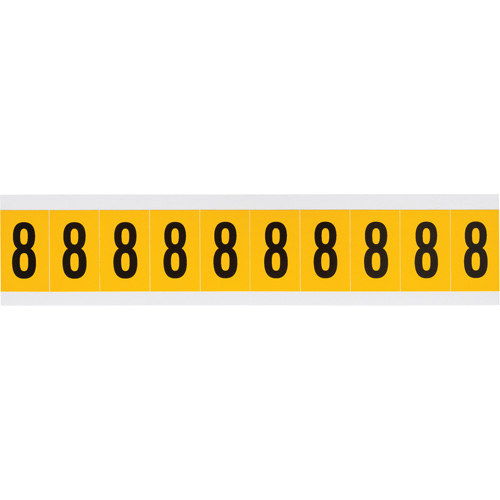 Brady 1530-8 Individual Number and Letter Labels, 8, 1" H, Black on Yellow