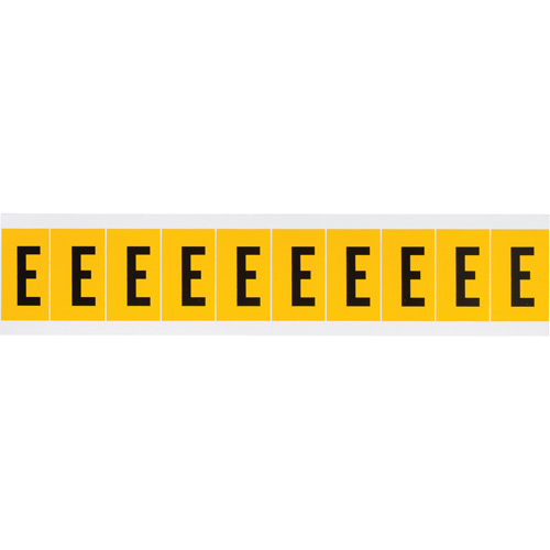 Brady 1530-E Individual Number and Letter Labels, E, 1" H, Black on Yellow