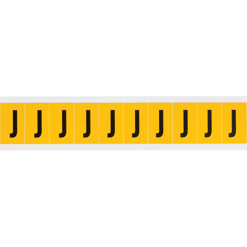 Brady 1530-J Individual Number and Letter Labels, J, 1" H, Black on Yellow