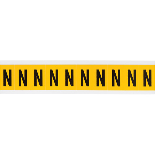 Brady 1530-N &eacute;tiquette de lettres & chiffres individuels, N, 1" h, Noir sur jaune