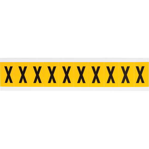 Brady 1530-X Individual Number & Letter Labels, X, 1" H, Black on Yellow