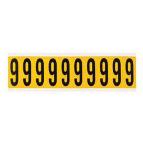 Brady 1534-9 Individual Number and Letter Labels, 9, 2" H, Black on Yellow