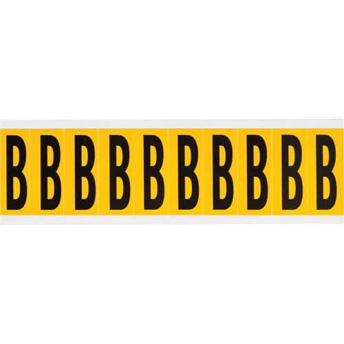 Brady 1534-B &eacute;tiquettes de lettres et chiffres individuels, B, 2" h, Noir sur jaune