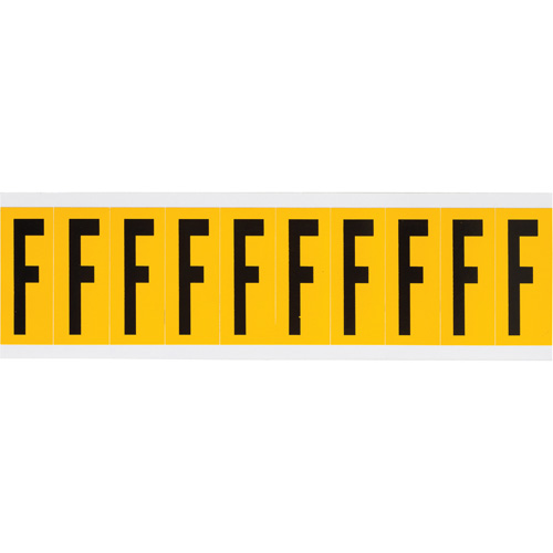 Brady 1534-F &eacute;tiquettes de lettres et chiffres individuels, F, 2" h, Noir sur jaune