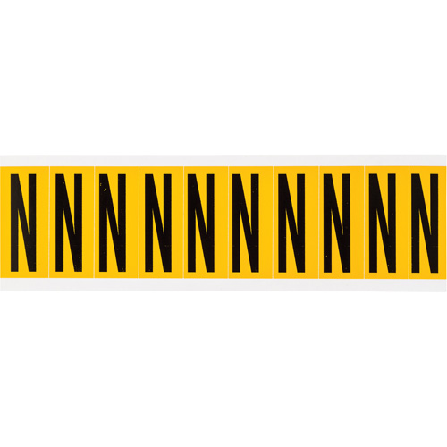 Brady 1534-N Individual Number & Letter Labels, N, 2" H, Black on Yellow