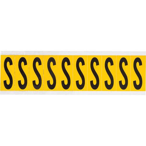 Brady 1534-S &eacute;tiquette de lettres & chiffres individuels, S, 2" h, Noir sur jaune