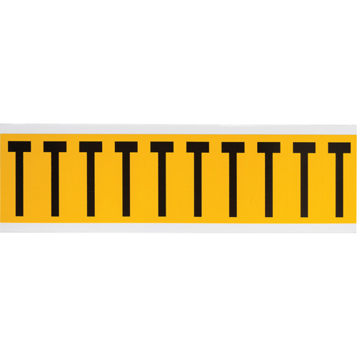 Brady 1534-T &eacute;tiquette de lettres & chiffres individuels, T, 2" h, Noir sur jaune