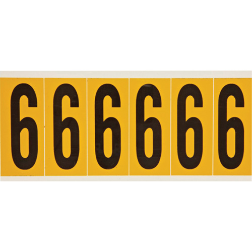 Brady 1550-6 &eacute;tiquettes de lettres et chiffres individuels, 6, 3" h, Noir sur jaune