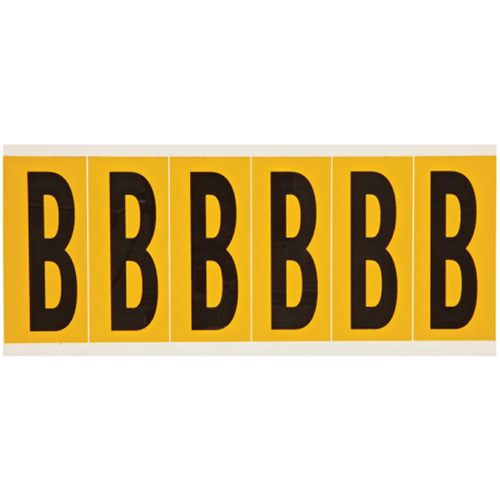 Brady 1550-B Individual Number and Letter Labels, B, 3" H, Black on Yellow